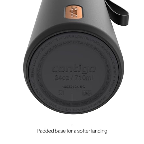 Image of Contigo AutoSeal 24 oz Stainless Steel Vacuum-Insulated Water Bottle with Leakproof Push-Button Spout & Lock, Carry Strap, BPA-Free & Lead-Free, Dishwasher Safe