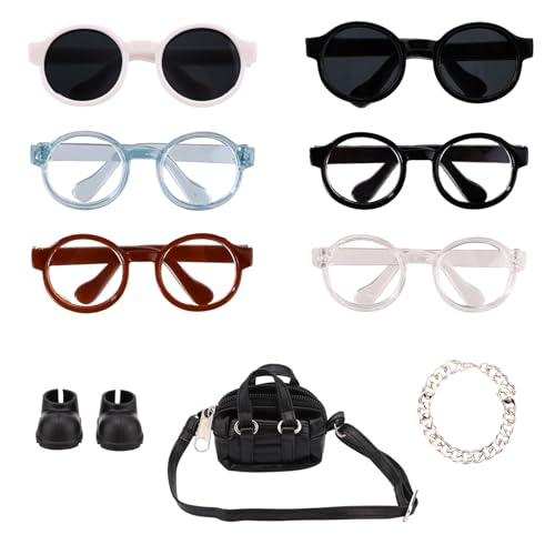 Lunettes pour poupée de 17cm avec mini sac bandoulière et collier de mode miniature