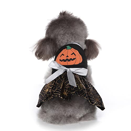 XIAOYU Halloween Dog Dresses Skirt Pumpkin Spider Pet Clothes Costume for Puppy Cats Cosplay(L), Black, Large - Image 2