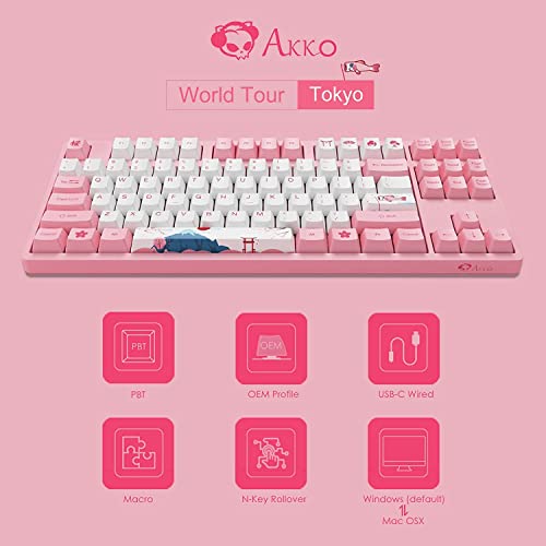 TECLADO MECANICO SWITCH AKKO PINK MODELO WORLD TOUR TOKYO R1 3087