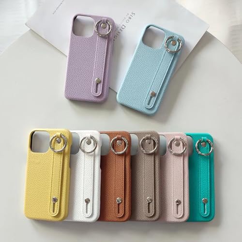 Coque iPhone 11 Pro en cuir violet avec dragonne et support bague - 4