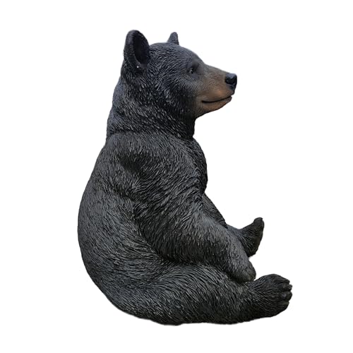 Figura de oso sentado negra de poliresina HI-LINE miniatura 3