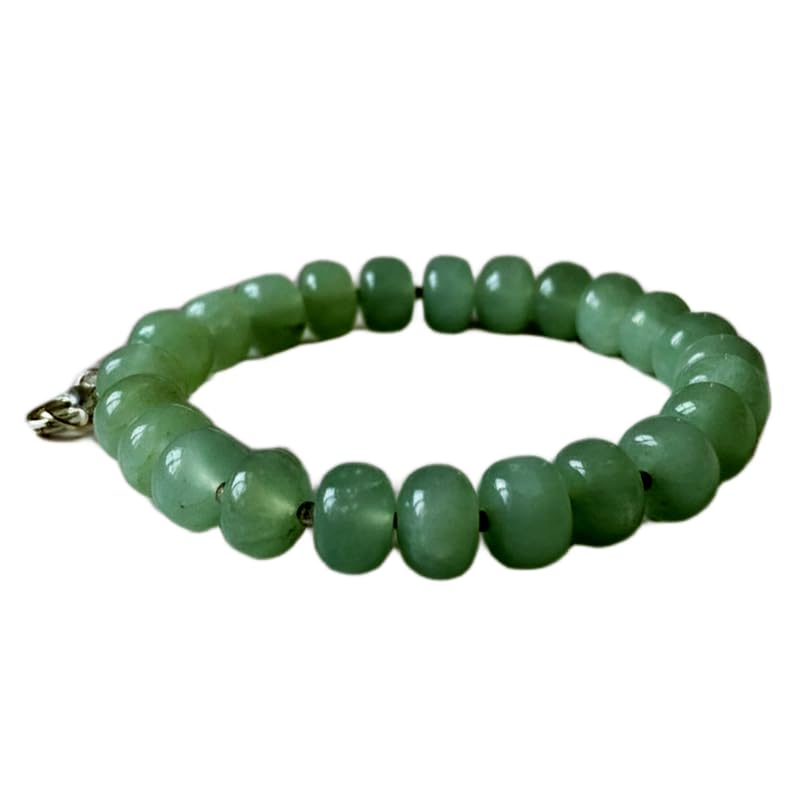 Bracelet aventurine verte naturelle 19cm bijou fait main perles rondelles 11x9mm