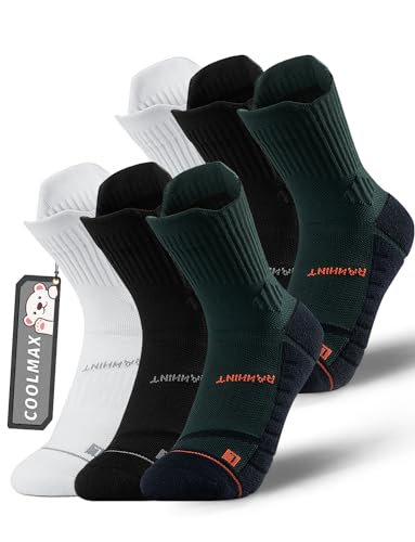 Rahhint Kids Running socks Coolmax Calcetines de Compresión Para Correr Para Niños con Soporte Para el Arco, Antiampollas, Transpirables y Cómodos Para Niños y Niñas (3 Pares)