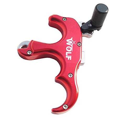 MILAEM Archery Release Aids Automatic Compound Bow Release Aids 3 Finger Thumb Bow Release Trigger Grip Caliper Aids for Compound Bow (Red)