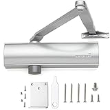 Heavy Duty Automatic Door Closer - Modern and Stylish Commercial Grade Hydraulic Operated - for Residential/Commercial Use Model DI 200S with Parallel ARM Bracket (Silver)