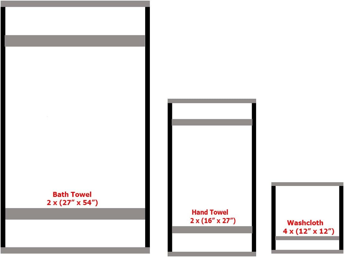 BY LORA Terry Bath Towel Hand Towel and Wash Cloth Plush Towel for Bath Shower - Pink Set of 8 - Image 3