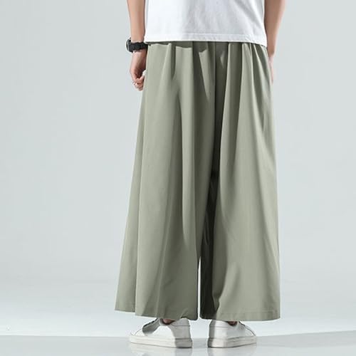 Men's Wide Leg Cropped Trousers Linen Harem Capri Lightweight Pants Casual Beach Hippie Pant3
