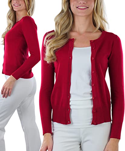 Image of ToBeInStyle Women's Long Sleeve Button Down V-Neck Cardigan