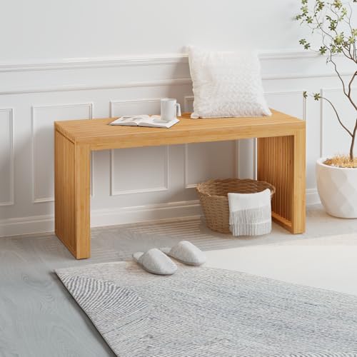 image for APRTAT Bamboo Dining Bench Indoor Long Entryway Shoe Rack Benchs,Outdo