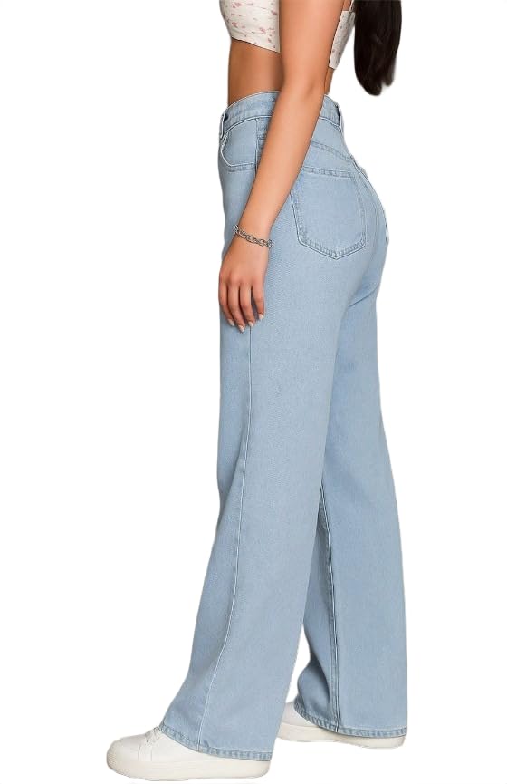 Women’s Kashianxstyle Loose Fit Wide Leg Denim Jeans | Mid High Rise Casual Denim Pants for Women, Full Length Everyday Wear
