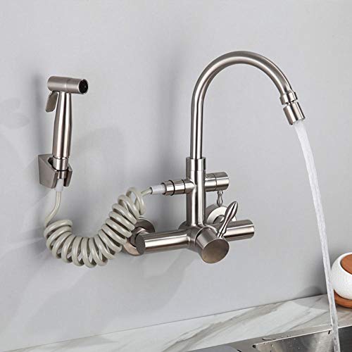 Robinet mitigeur rotatif acier inoxydable eau chaude froide pour évier buanderie
