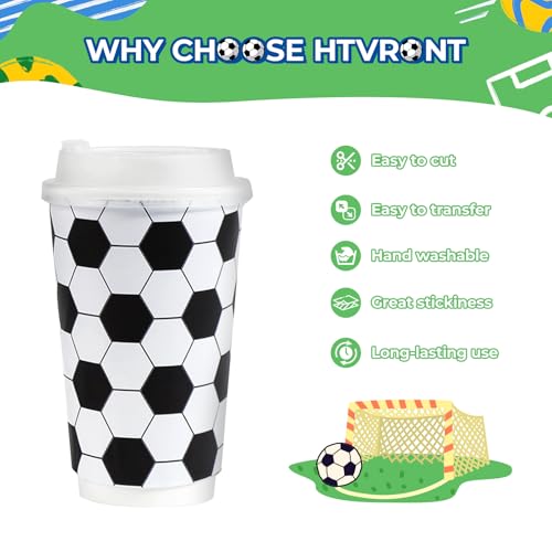Image of HTVRONT 10 Pack 12 inchx10 inch Soccer Ball Patterned Permanent Vinyl | Waterproof Vinyl with 2 Transfer Tapes, for MLS Leagues Cup Game Days, Youth Team Water Bottles, Sports Mugs