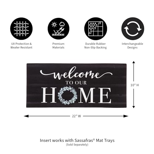 Evergreen Eucalyptus Welcome Sassafras Switch Mat Inserts, 22 x 10 Inches Interchangeable Front Door Mat Outdoor Entrance, Indoor Entryway Rug