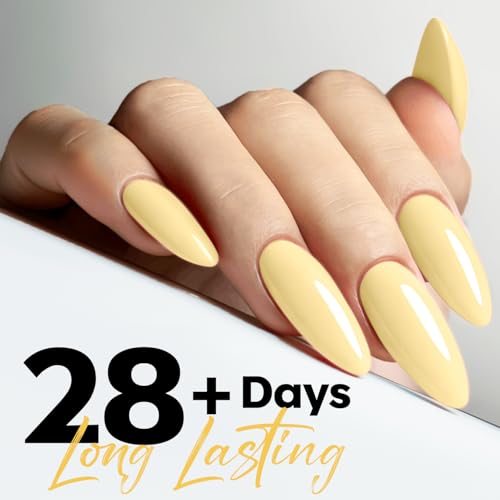 Image of modelones Pastel Yellow Gel Nail Polish Light Yellow Nail Poish Soak Off U V Nail Design Salon DIY Manicure 15 ML