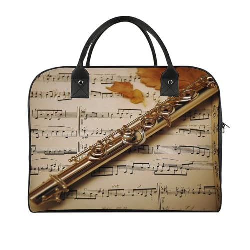 Flute Music Laptop Tote Bag Casual Travel Handbag Multi Pocket Shoulder Bags for Work Travel