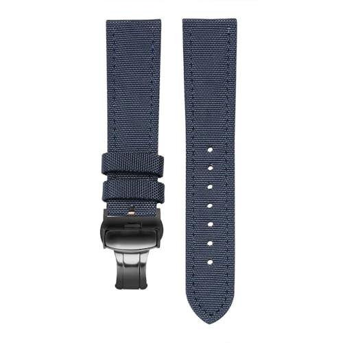 Bracelet montre nylon pour Maurice Lacroix Pontos Elegant en toile bleue 22mm