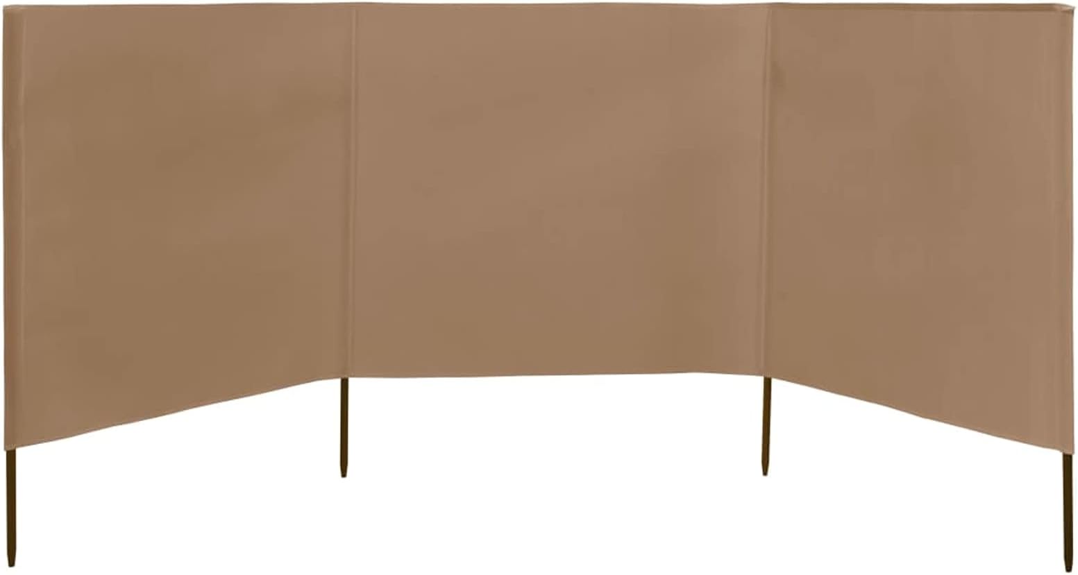 3 panel Fence Wind Screen Windbreaker Wind Breaker Sun Screen Shelter With Poles for Camping, Caravan, Festival and Beach Fabric 400x80 cm Taupe