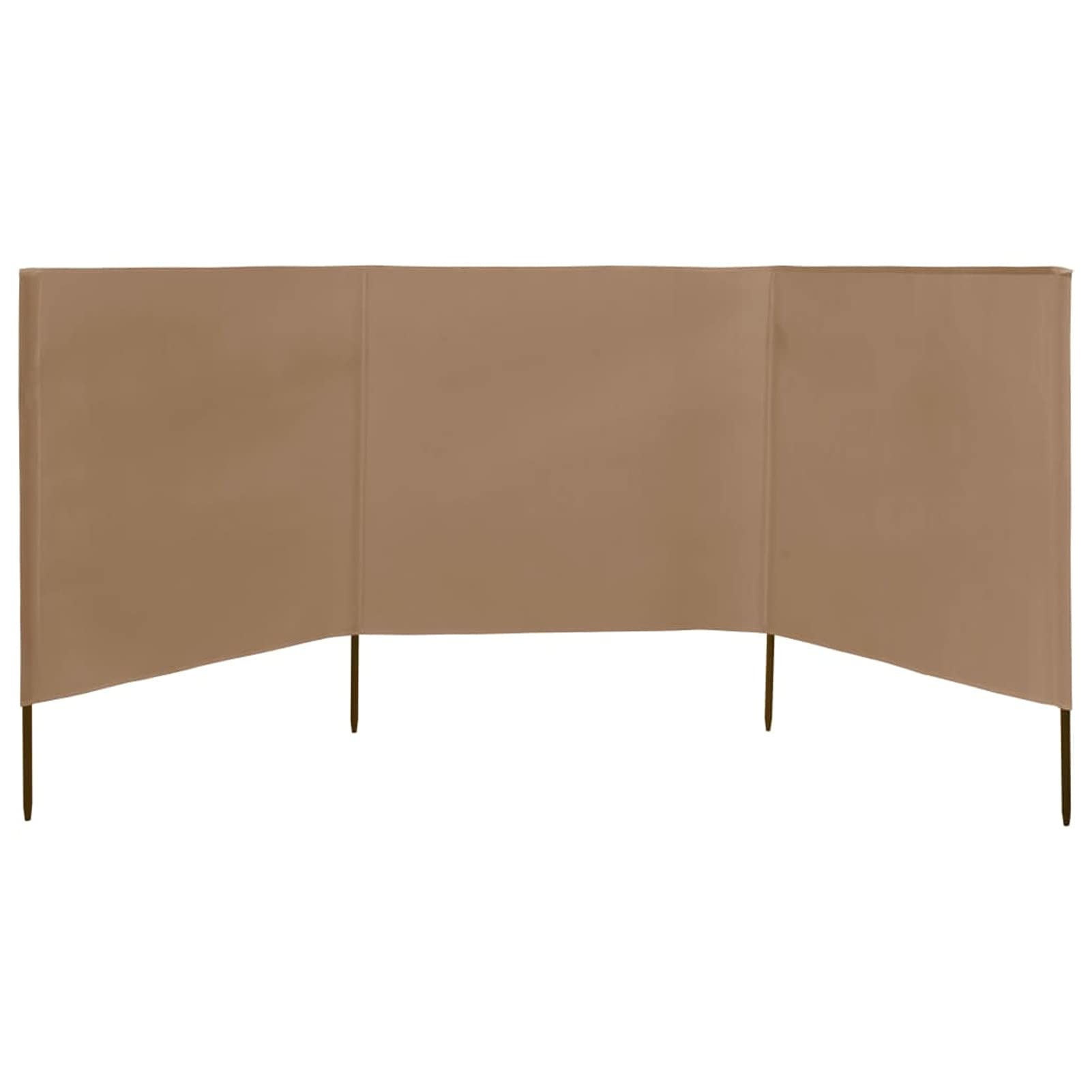 3 panel Fence Wind Screen Windbreaker Wind Breaker Sun Screen Shelter With Poles for Camping, Caravan, Festival and Beach Fabric 400x80 cm Taupe