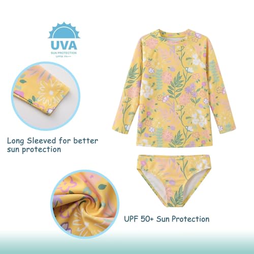 Image of Girls Long Sleeve Rash Guard Set Tie Dye Bathing Suits Two Piece Swimsuits for Kids Swim Shirts 3-16 Years