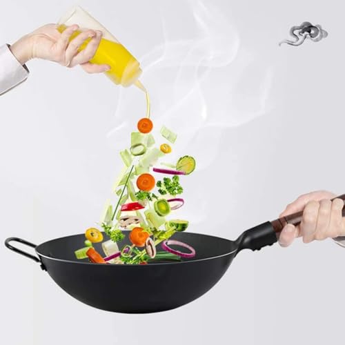 Wok de hierro fundido con tapa de madera 34 cm miniatura 4