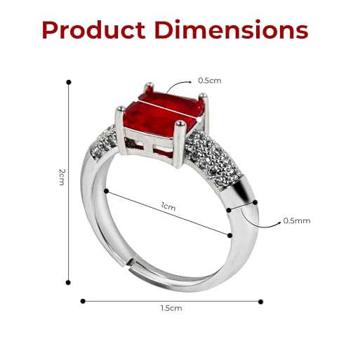 Image of Square Stone Ring for Women & Girls | Alloy Stone | Gemstone Jewelry for Engagement, Wedding, Party | Gift for Anniversary, Birthday & Special Occasions
