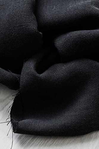 Mara Tencel - Tela de mezcla de lino, color negro por metro