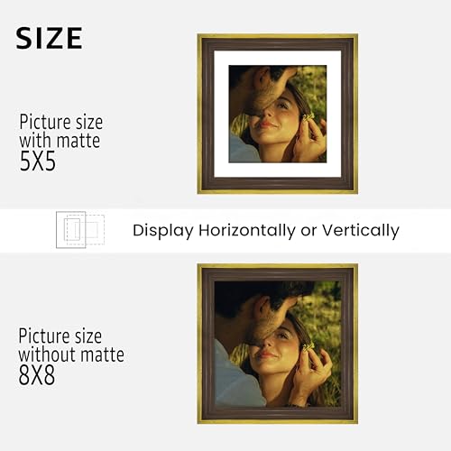 Image of Art Street Luxury Photo Frame for living room, Modern Step Design Photo Frames for Photograph, Art Work, Kids Room Set of 9 (8x8 Inch, Gold)