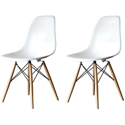 White Chair by IHANA x 2 - Modern indoor Furniture - for Living Room, Kitchen, Office, bistro, Coffee & Tea Shop - Matched Table Available Cover