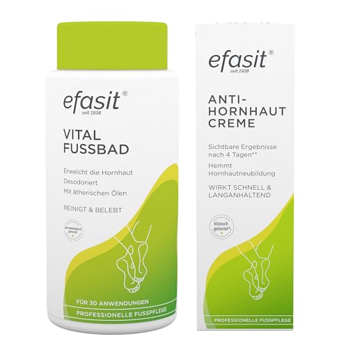 efasit Hornhaut-Set – Fußpflege Basics mit efasit Vital Fußbad als basischer Hornhaut Badezusatz und efasit Anti-Hornhaut Creme mit Säure-Komplex; 400 g & 75 ml