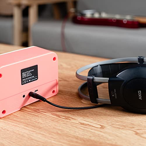 Mini Electric Guitar Amp Combo Include 10-Ft Guitar Cable,Portable 5W Small Electric Guitar Amplifier Rechargeable With Two Channels Bluetooth Headphone Jack Portable Travel Amp(Pink) #TOP5