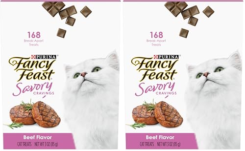 Fancy Feast Purina Limited Ingredient Cat Treats, Savory Cravings Beef Flavor - 3 oz. Box (Pack of 2)