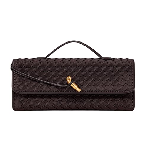 JYG Suede Woven Handbag for Women Dark Brown Trendy...