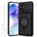 Battery Case for Galaxy A35/A55, Upgraded 12000mAh Portable Protective Charging Case with Wireless Charging Compatible for Galaxy A35/A55 5G (6.6inch) Battery Pack Charger Case with Carplay (Black)