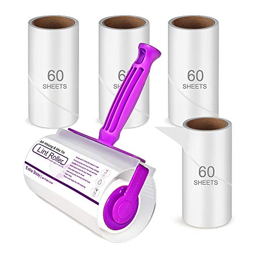 Mr Hsiung & Mrs Yin Lint Rollers for Pet Hair, Clothes Roller, Lint Roller for Clothes, Extra Sticky Lint Remover Brush, Pet Hair Remover, 1 Roller + 5 Refills, 300 Sheets Total