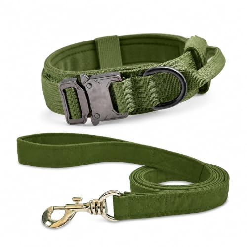 Image of Tactical Dog Collar and Leash Set, Olive Green