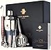 Rusty Barrel Cocktail Kit Modelo Mayfair - Gran Coctelera Manhattan Plateada de Acero Inoxidable, Mortero, Colador, Vaso Medidor, Vertedor, Cuchara, Libro Recetas - Presentada en Lujosa Caja Regalo
