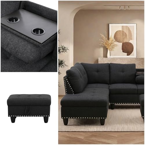 image for ChicFurnit Sectional Couches with Ottoman Storage, Lounge Modular Sect