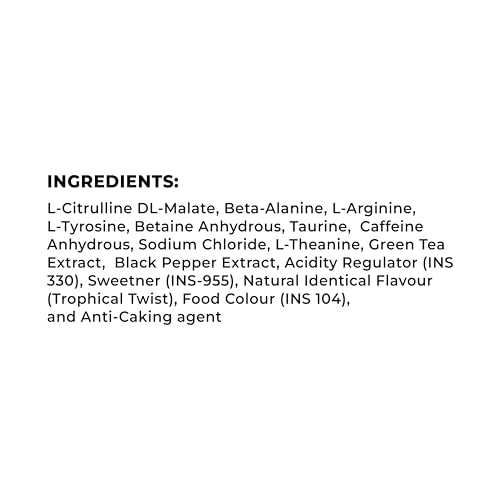 Image of Foodstrong Thunder Pre-Workout Supplement | Energy, Pump, Focus & Strength | Tropical Tease Flavour | 60 Servings | 324 g