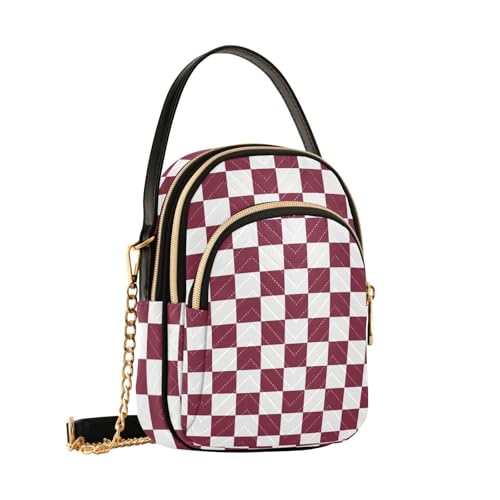 Black White Checkered Crossbody Bag for Women Shoulder Handbag Ladies