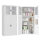 MSFE Mehrzweckschrank Besenschrank, Putzschrank180x70x30cm, Staubsaugerschrank aus Holz, Haushaltsschrank mit Sichtfenster aus Acryl, Besenschrank 70cm breit, für Küche Wohnzimmer Esszimmer,Garage