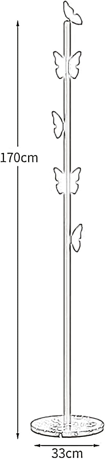 Garment Rack Metal Coat Rack With Marble Base, Free-standing Small Modern Coat Stand Tree With Butterfly-shaped Hooks, Save Space Coat Hanger For Entryway, Bedroom, Office, 33x170CM(Color:Gold+White)