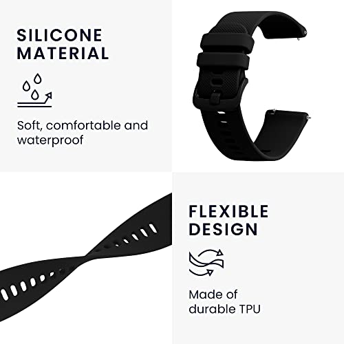kwmobile 2x Straps for Blackview X1 Smartwatch Watch Strap - Silicone Replacement Watch Strap Set - Replacement Bands Black/Black - Image 3