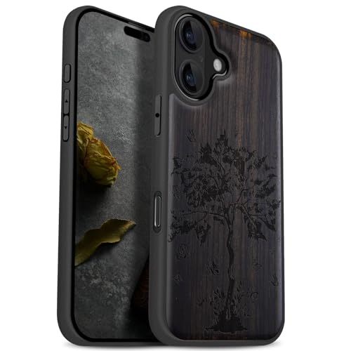 Coque iPhone 17 étui antichoc TPU compatible Magsafe bois case Carveit