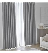 Lowya Curtains, Set of 4, Light Blocking, Sound Insulating, Lace, Tassels, Stylish, Grade 1 Blackout Curtains, Complete Blackout Width 39.4 x Length 74.8 inches (100 x 190 cm), Light Gray