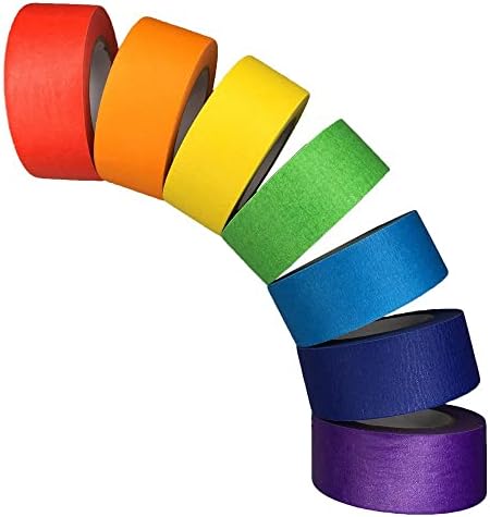 SIMON&ISAAC Colored Masking Tape Colored Painters Tape 1 inch Width Adhesive Tape Textured Paper 7 Rolls 14 Yards×1 inch Teacher Tape Lab Labeling Drafting Craft Colored Tape
