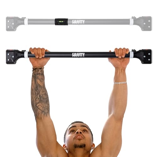 Gravity Fitness Pull-Up Bar for Doorway – Adjustable Chin-Up Bar (28.3in-37.4in) No Screws Installation - Adjustable Pull Up Bar for Upper Body Workouts, Strength Training at Home Gym