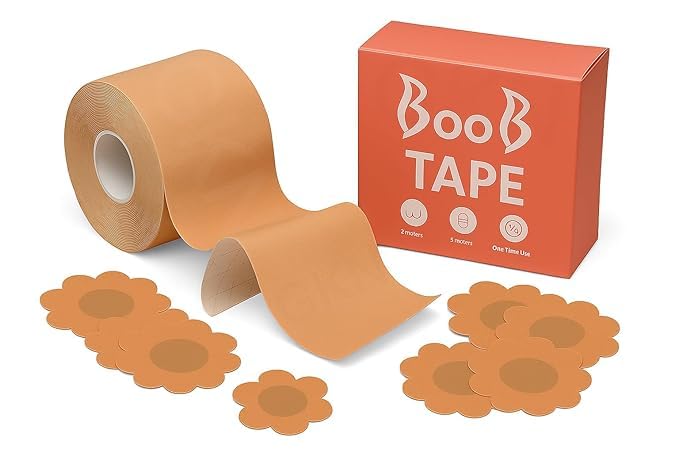 Boob Tape for Women for Breast Lift | Invisible Body Tape | Skin- Friendly Adhesive 10 Nipple Pasties | Up to 12 Hrs Sticking Capacity Long Nude-image-20