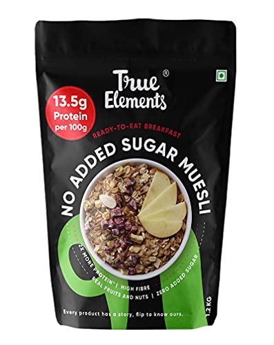 True Elements Muesli Sugar Free 1.2 kg – Diet Food for Weight Loss | Protein Muesli | Cereal for Breakfast
