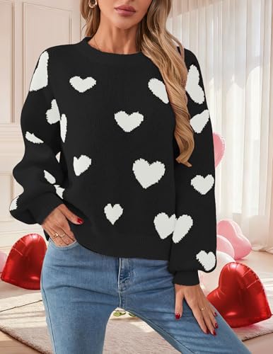 Image of Libsorge Womens Valentine Heart Sweater 2026 Valentines Day Trendy Cute Oversized Long Sleeve Pullover Sweaters